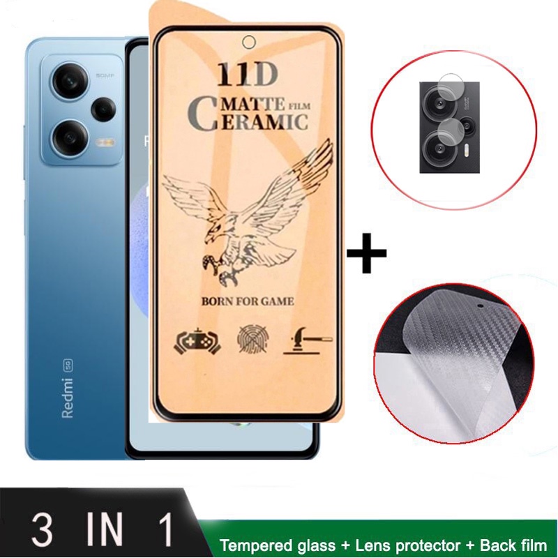 3 Em 1 Poco F5 Película De Vidro Fosco Cerâmico Tepmerizado Para Xiaomi X5 X4 Pro C40 X3 X4 GT X3 NFC Protetor De Tela Antiimpressão Digital