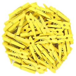 Mini Prendedor de Madeira Amarelo 3,5cm - 50 Unidades - Rizzo Distribuidora
