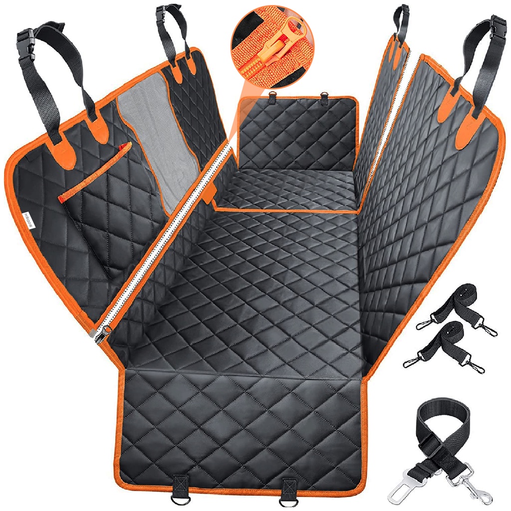 Capa Protetora Pet Impermeável 5 em 1 para Banco de Carro com Cinto de Segurança