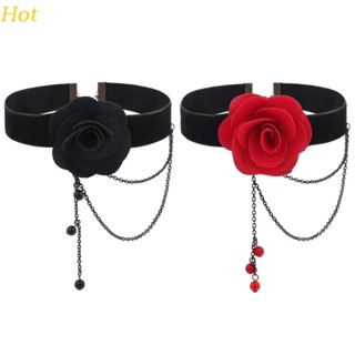 Colar Gótico Quente Gargantilha De Renda Retro Vermelho Rosa Preta De Flores Jóias De Casamento Ornamento