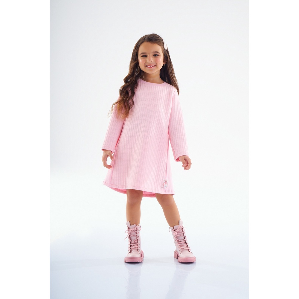 Vestido Infantil em Moletom Matelassê e Ribana Up Baby em Oferta na Shopee