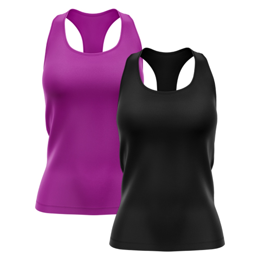 Kit 2 Regatas Nadador Feminina Good Look Dry Fit Proteção Solar UV Fitness Academia Treino Blusinha Confortável