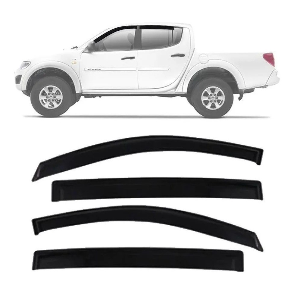 Calha De Chuva Defletor Mitsubishi L200 Triton 2007 4 Portas Fume Ecoflex 13.001A