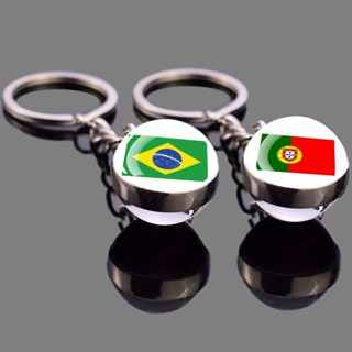 Chaveiro Bandeira Portugal Brasileira Bola De Vidro Pingente Fashion Jewelry Gift