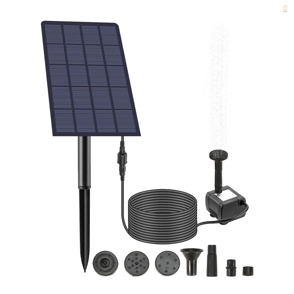 Bomba Fonte Solar De 2,5w Com 4 Bicos Para Banho De Pássaros DIY Submersível De Água Plug-in Aquário De Piscinas De Jardim