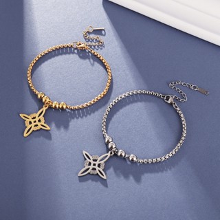 Pulseira De Feitiçaria Nó De Bruxa Aço Inoxidável Celta Wiccan Proteção Geométrica Encanto Amuleto De Menina Tendência Jóias