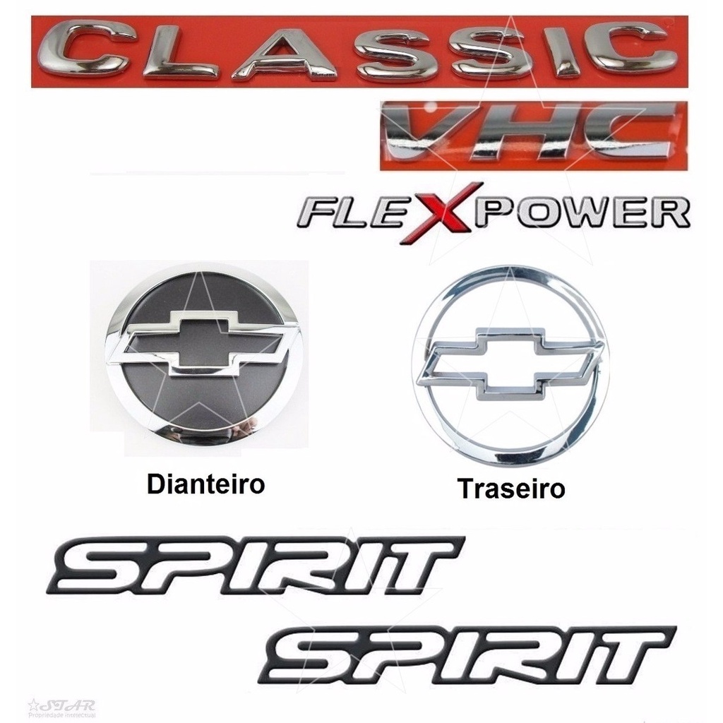 Kit Emblema Classic Vhc Flexpower + Spirit Preto - 2005 À 07