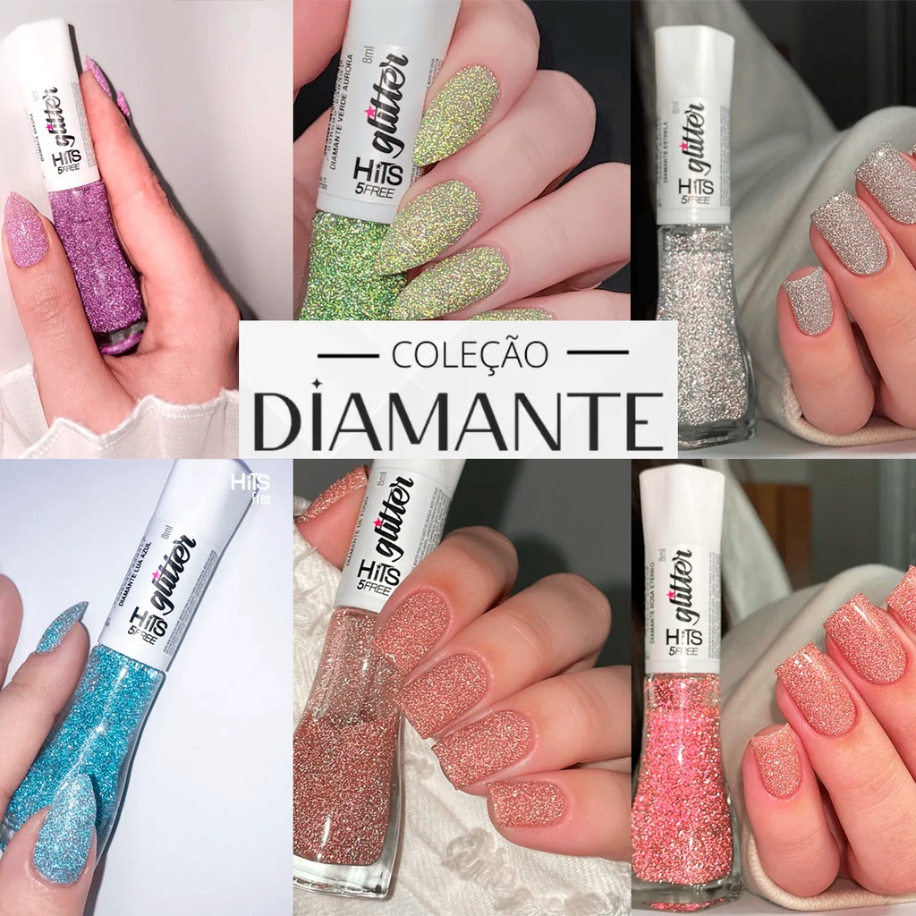 Esmaltes Glitter Diamante Hits À Sua Escolha 5free Novidade