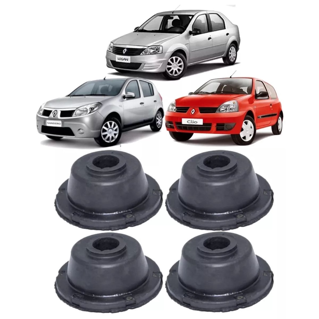 KIT COM 4 COXIM BATENTE SUPERIOR DO AMORTECEDOR TRASEIRO CLIO 1999 A 2008 SANDERO LOGAN 2007 A 2013