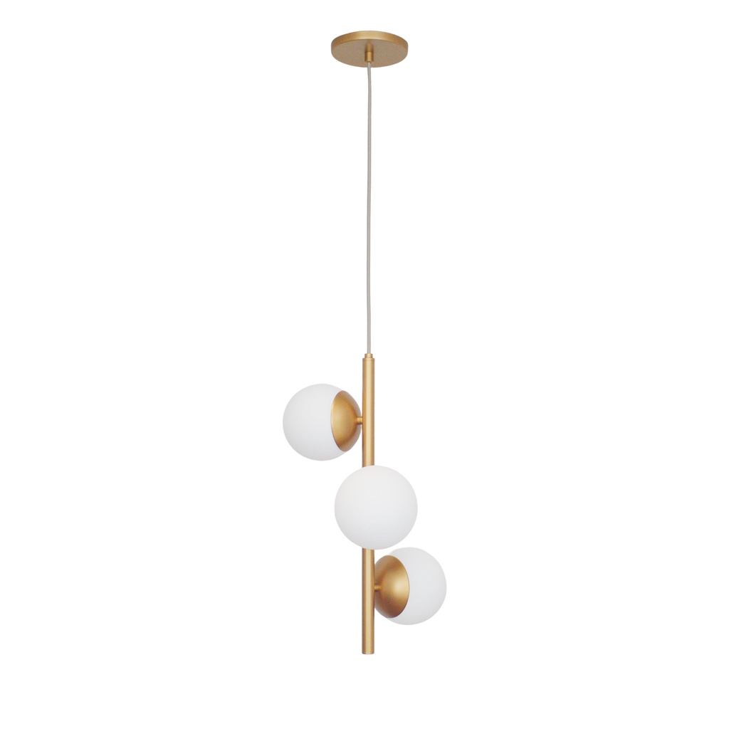 Pendente Jabuticaba Dourado C/3 Esfera/bola/globo De Vidro
