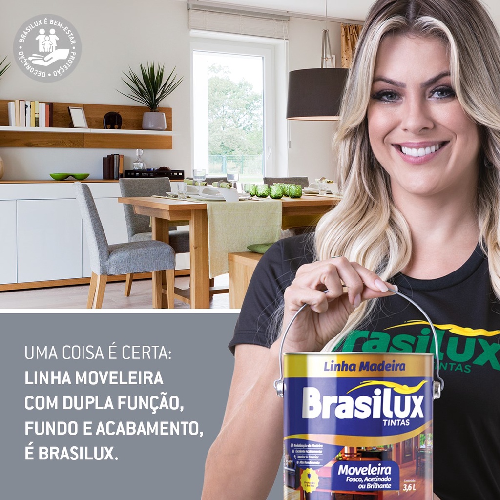 Verniz Incolor Brilhante para Madeira c/ Proteção Filtro Solar 900mL + Pincel Trincha 1 Pol · foto 2