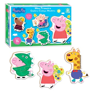 Meu Primeiro Quebra-Cabeça Peppa Pig 14 Peças Madeira Infantil 5 Personagens Nig Brinquedos em Oferta na Shopee