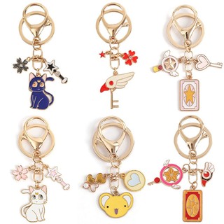 Porta-Chaves Kawaii Cardcaptor Sakura Star Moon Luna Cat Cartoon Metal Escolar Pingentes Carro