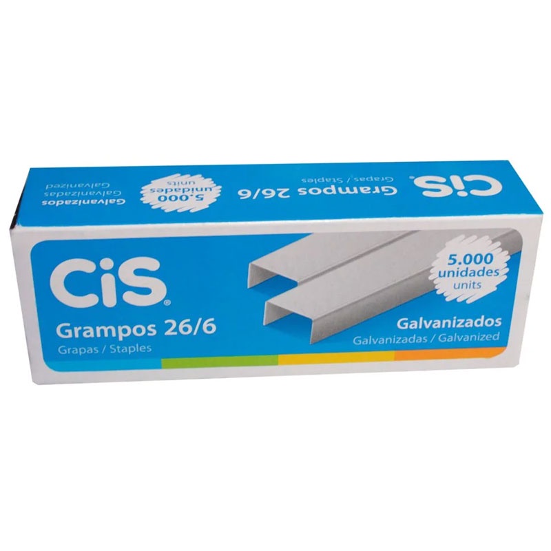 Grampo galvanizado 26/6 com 5000 unidades Cis - Stationery