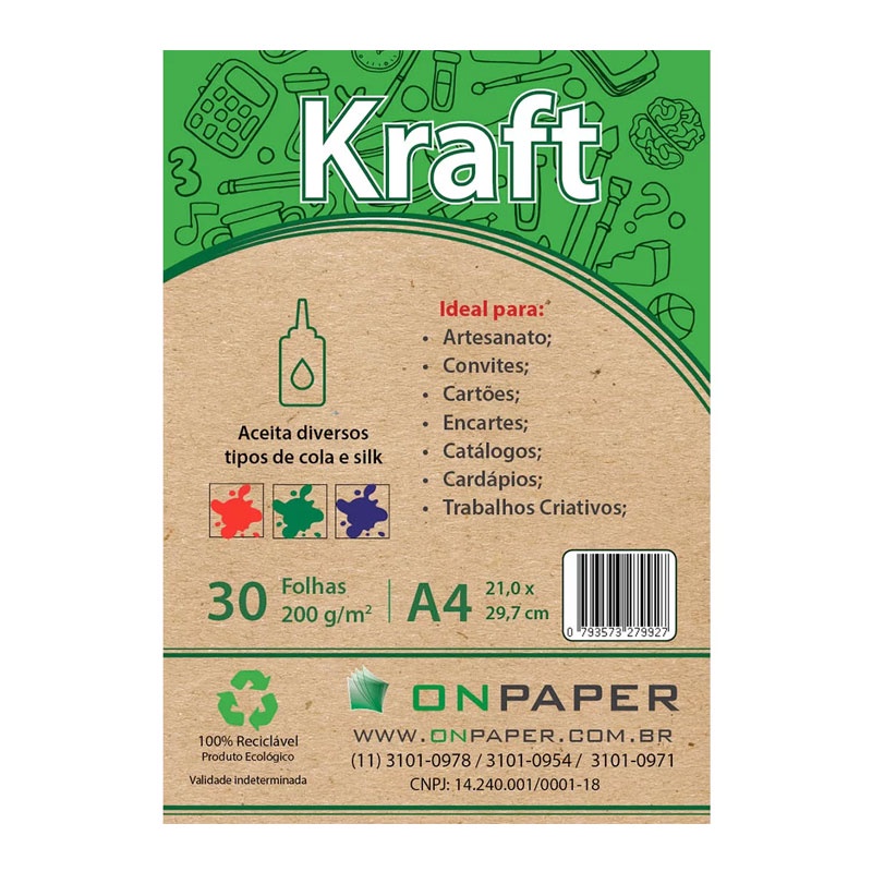 Papel Kraft A4 200g 210x297 com 30 folhas On Paper em Oferta na Shopee