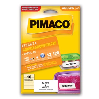Etiqueta inkjet/laser para congelador e Freezer 4A5Q3465 com 12 folhas Pimaco
