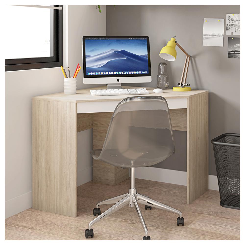 Mesa De Canto Em L Para Escritório Recta Bege Branco Caemmun em Oferta na Shopee