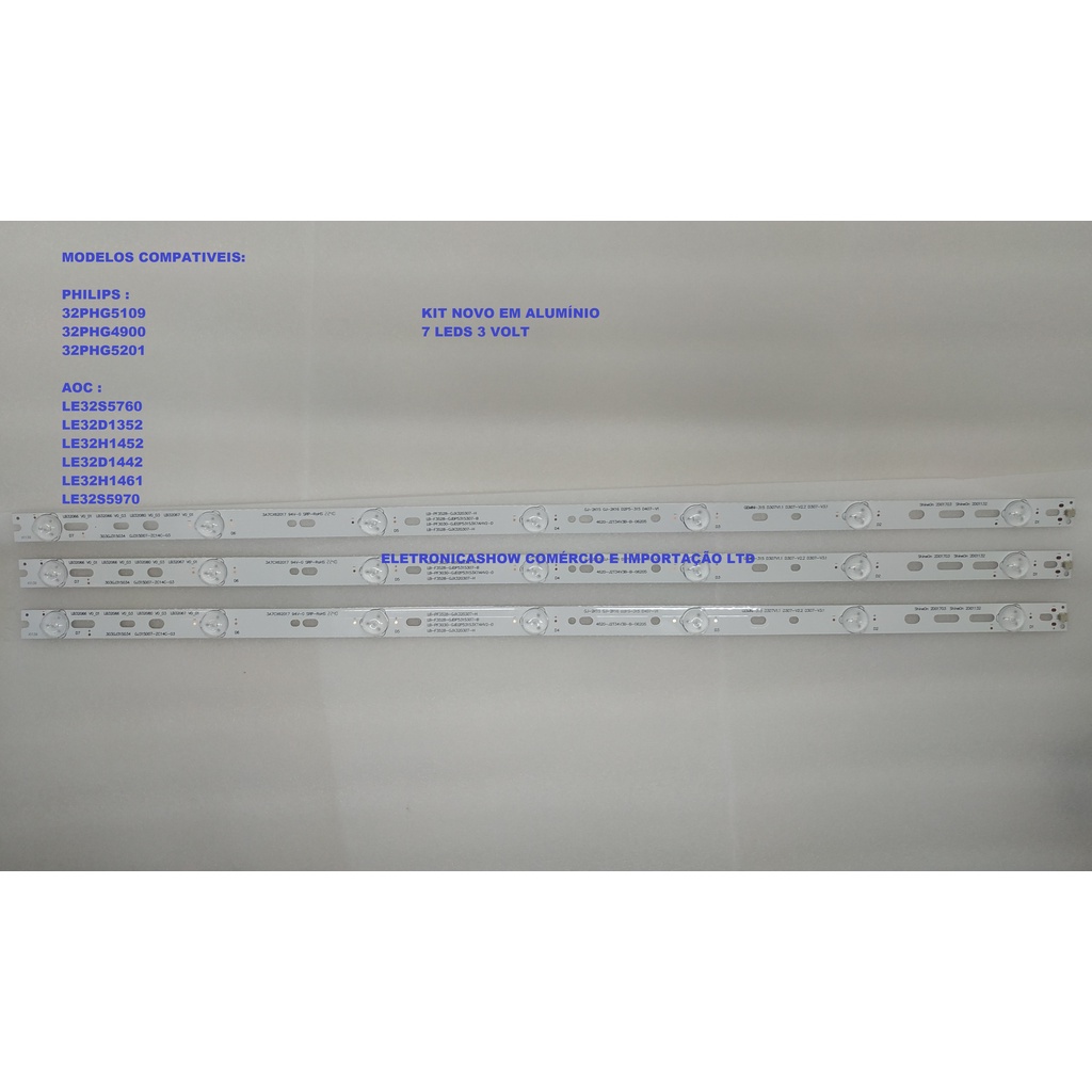 Kit 3 Barra 7 Led Philips 32PHG5102 AOC LE32S5970