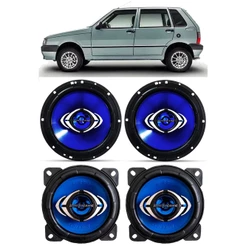 Kit Alto Falante Fiat Uno 1980 à 2013 Porta Dianteira e Traseira Hurricane 240W RMS