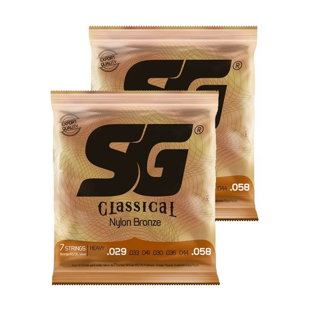 kit 2 Encordoamento Sg Violao Ny Prata T.alta Pesada 7 Corda