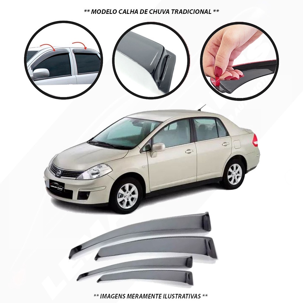 Calha De Chuva Defletor Nissan Tiida Sedan 2012 4 Portas Fume Tiger NS9720