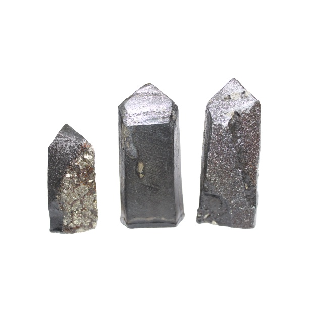 Ponta Shungite com Pirita Natural 45 a 60mm com Brilho em Oferta na Shopee