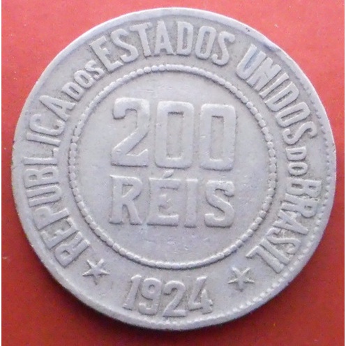 Moeda 200 Réis 1924 Brasil B - 096