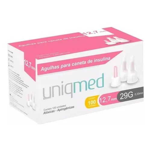 Agulha Para Caneta De Insulina 12,7mm X 29G - 100 unidades Uniqmed em Oferta na Shopee