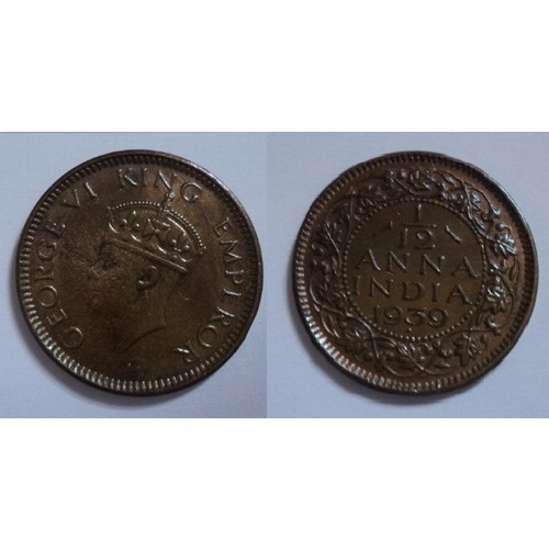 Moeda India 1/12 Anna 1939 - Rei George Vi - India Inglesa