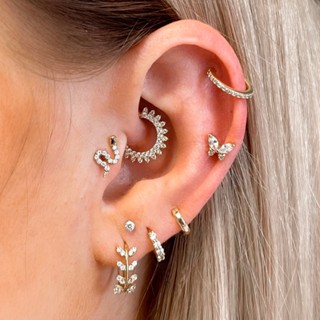 EASY ZHOU 1PC Septum Brincos De Aço Inoxidável Com Piercing De Pinos Para Mulheres Jóias De Corpo Em Zircônio Folheado A Ouro Borboleta Helix Tragus Orelha Cartilagem Acessórios De Moda