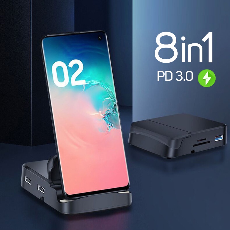8 Em 1 Tipo C Estação De Ancoragem HUB Suporte Do Telefone Dex Pad USB Para HDMI Adaptador De Carregador De Energia Da Doca Compatível Samsung