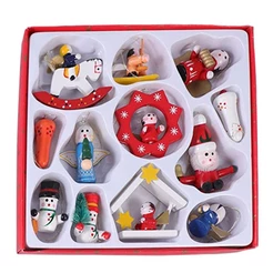 Conjunto De Miniaturas De Natal Em Madeira - 12 unidades - Rizzo