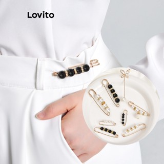 Lovito Alfinete de Metal com Pérolas para Mulheres L60AD008 (Branco/Preto e Branco/Preto)
