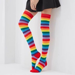 Meia Alto Longa 3/4 Colorida Arco Íris Infantil e Adulto
