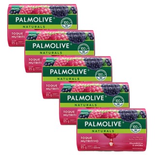 Kit 5 Sabonetes em Barra Palmolive Naturals Toque Nutritivo Framboesa e Amora 85g