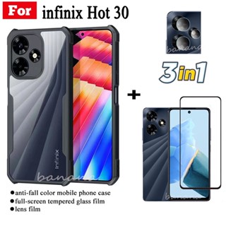 3em1 infinix Hot 30 Caixa Para Celular anti-Queda + Hot30/30i/30 play Filme De Vidro Temperado + Lentes