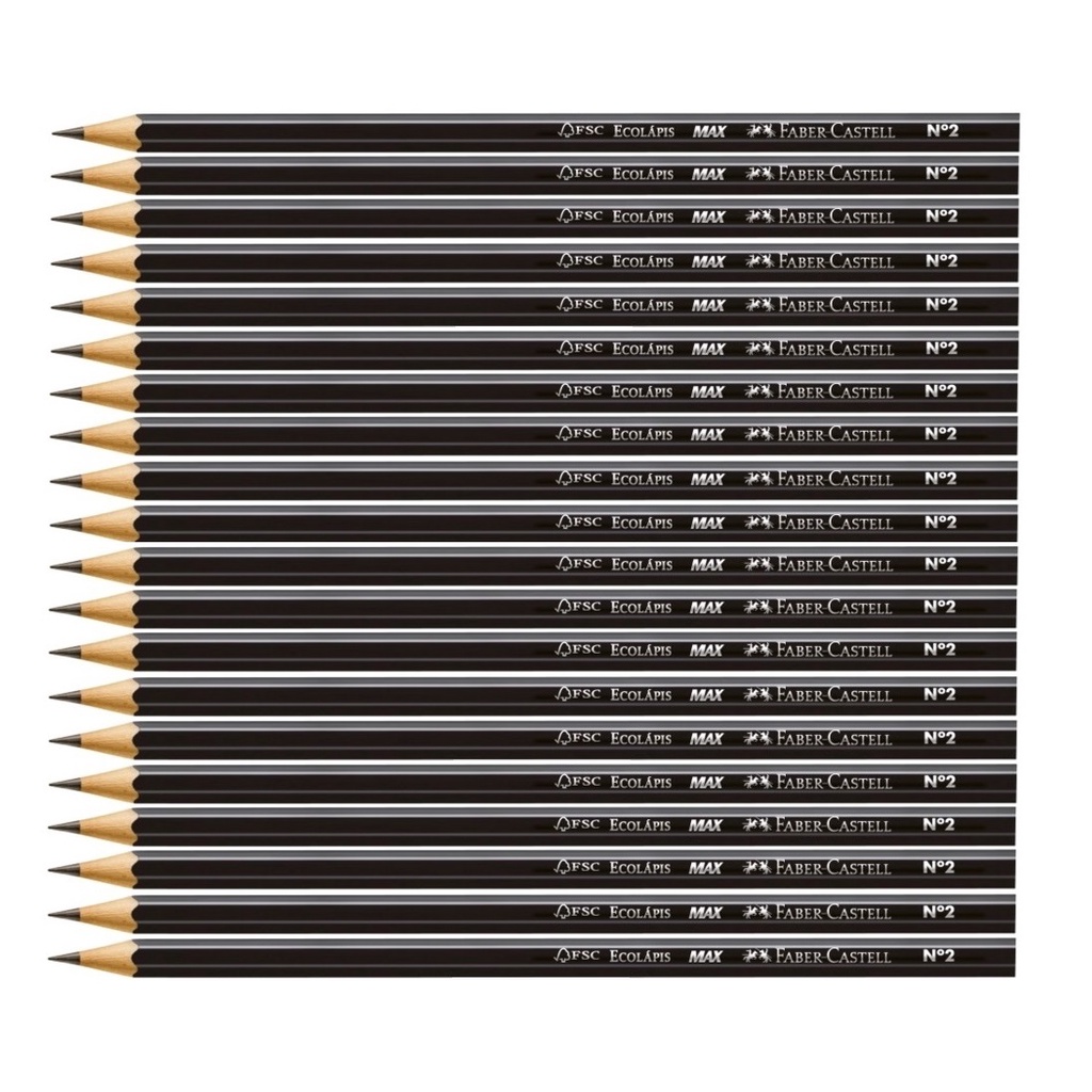 Kit 20 Lápis Preto Grafite Nº2 HB Max Sextavado 1205 Faber Castell