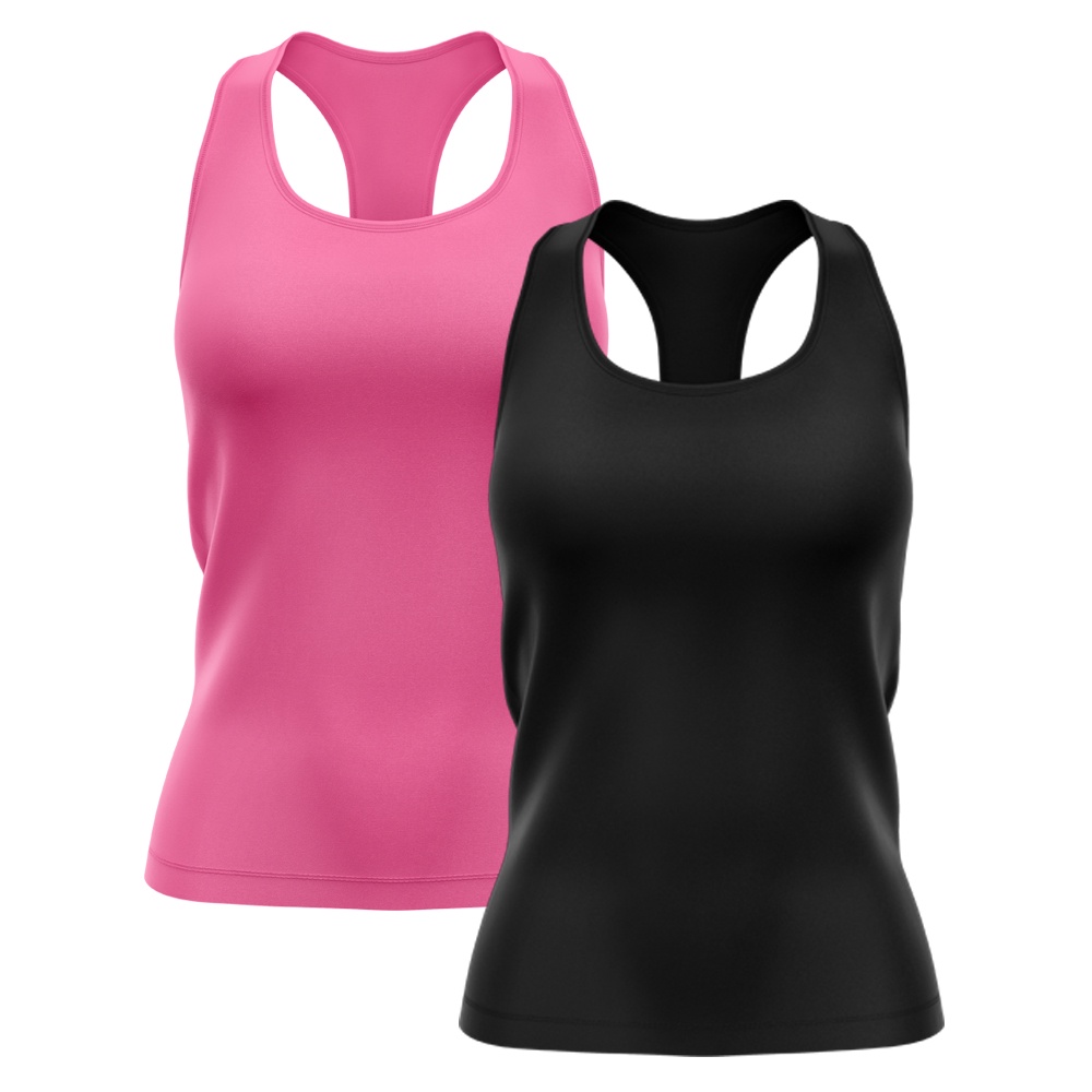 Kit 2 Regatas Nadador Feminina Good Look Dry Fit Proteção Solar UV Fitness Academia Treino Blusinha Confortável