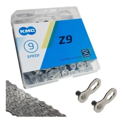 CORRENTE KMC Z9 9V 116 ELOS CINZA COM MISSING LINK PARA BIKE