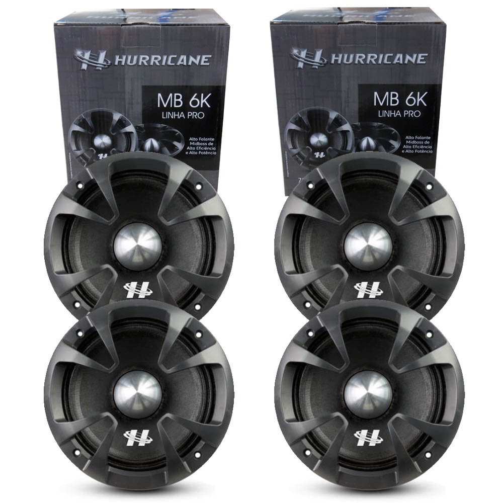2 Pares Alto Falante MidBass Hurricane Pro MB 6K 700W 8 OHMS