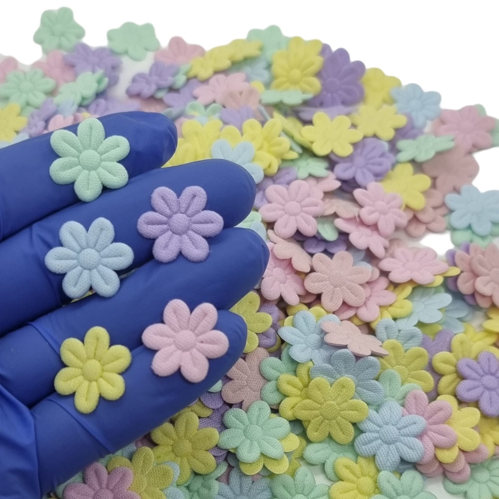 Aplique Flor Prensada Poliéster para Tiaras Roupas Laços e Artesanato - 100 unidades
