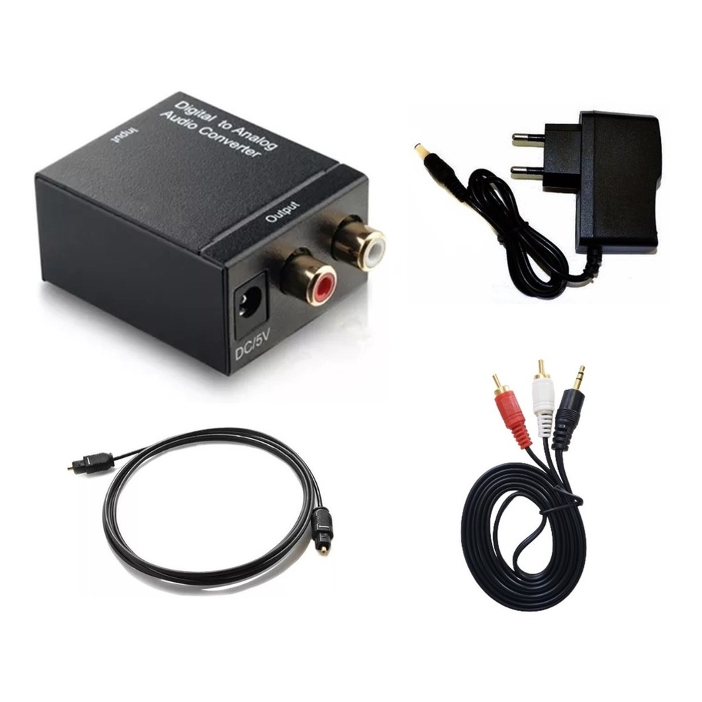 Kit Conversor De Audio Optico Digital Para Rca Home E Som em Oferta na Shopee