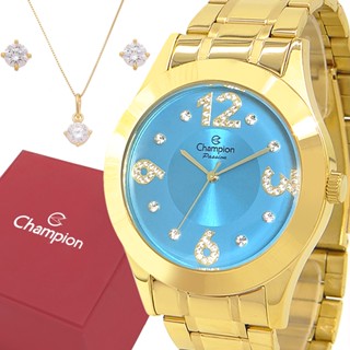 Relógio Feminino Champion Dourado Prova Dágua Original