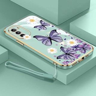 Motorola Moto G52 G22 G82 G42 G30 G20 G10 G60 G60s Elegante Capa De Borracha De Margarida Pequena Telefone Brilhante Lanyard