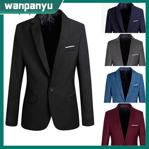 wanpanyu Men Fashion Slim Fit Formal One Button Suit Blazer Casaco Outwear Top