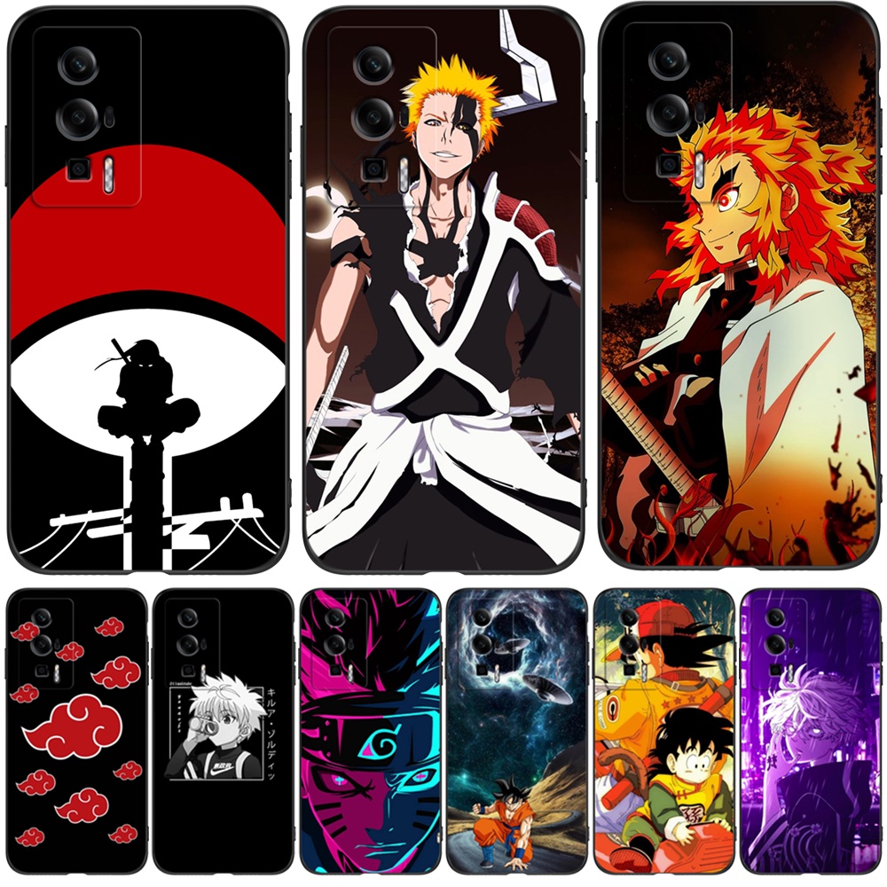 Estojo Para Xiaomi POCO F5 Pro 5G k60 K60PRO Silicone Capa Traseira Do Telefone Preto Tpu Caçador De anime X Alvejante naruto