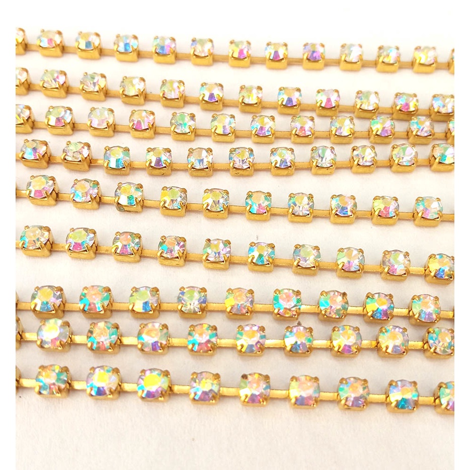 Corrente de Strass Cristal Irisado 2,8mm/#8 Peça com 3 Metros ref.7746