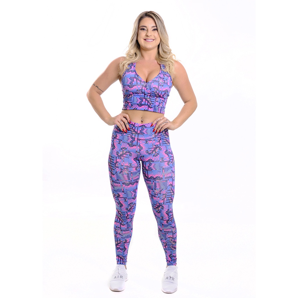 Conjunto Estampado Feminino Top e Legging Feminina Academia