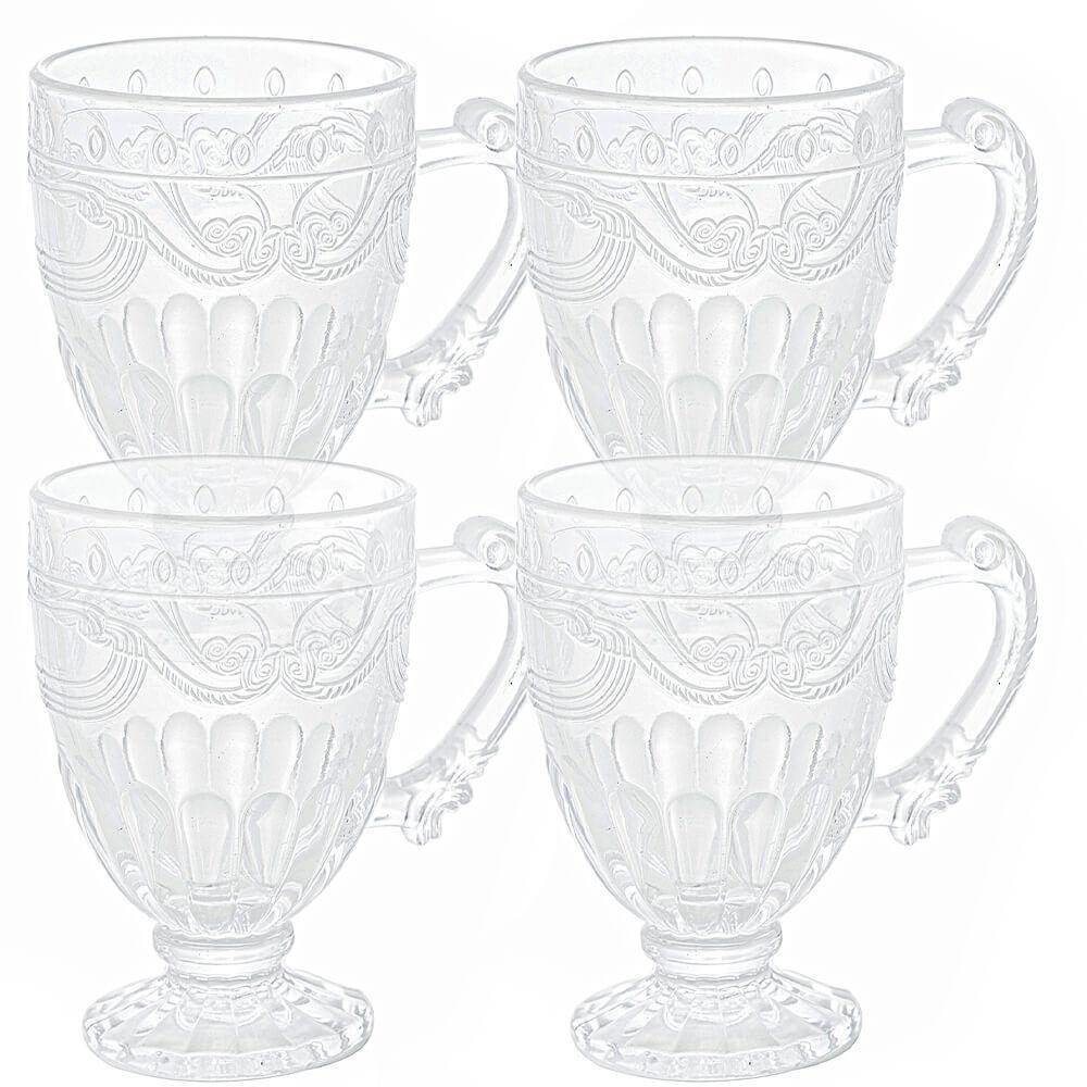 Jogo De Canecas Xícaras De Cristal Imperial Transparente 190ml 4 Peças - Lyor em Oferta na Shopee
