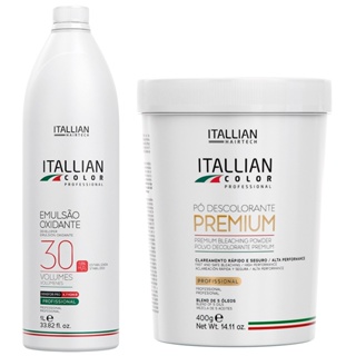 KIT DESCOLORANTE PREMIUM E OXIDANTE DE 30 VOLUMES ITALLIAN em Oferta na Shopee